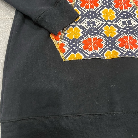[S]Roxy Black Hoodie Dress Tunic with Vibrant Patterned Pocket - Picture 2 of 8